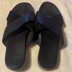 UGG Women's Black Cross Strap Sandals